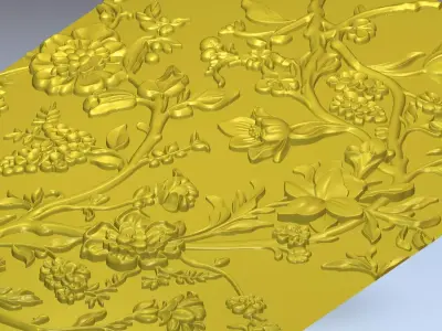 Modern Floral Bas-Relief Wall Decor Set STL Mural CNC 396 3D model
