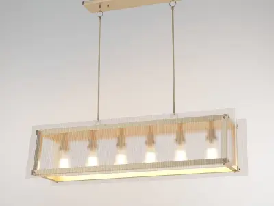 HAGAR light rectangular pendant in gold with clear glass 3D model
