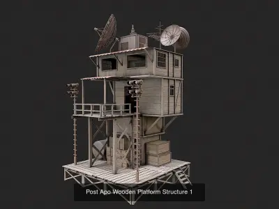 Post Apo Wooden Platform Structure Collection 3D Model Pack