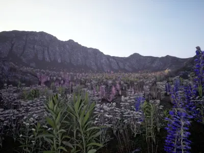 Mountains And Meadows  Outdoor Environment Low-poly 3D model