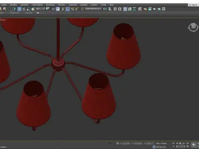 BERKSHIRE 6 ARM CHANDELIER WITH LINEN SHADES Low-poly 3D model