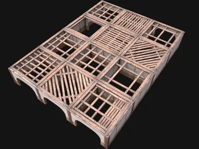 Wooden Roof Floor Medieval Pack Low-poly 3D model