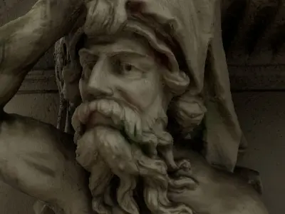 statues in house front 3D model