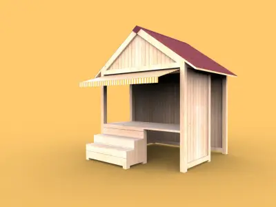 Wooden stand shed stall market version 1 3D model