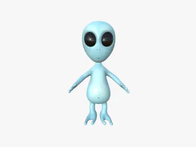 Cute Alien A07 Black Blue - Simple - Character Design Low-poly 3D model