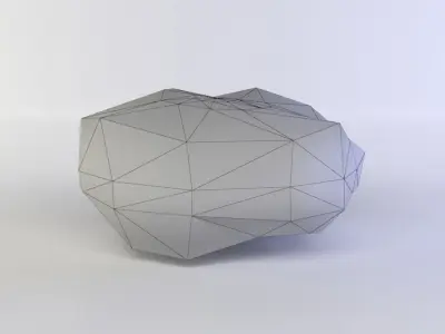 Flat rock small Low-poly 3D model