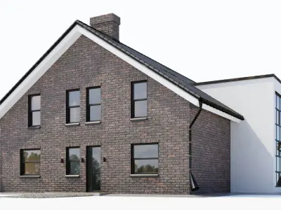 Large cottage with a canopy and a swimming pool 3D model