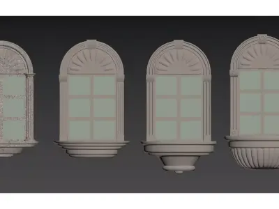 Window-shaped decorative mirror 3D model