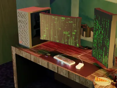 cyber punk room 3D model  Low-poly 3D model