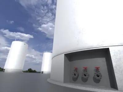 Industrial Silo 55m With Animated Valve Low-poly 3D model