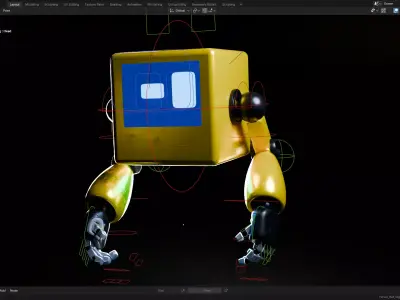 Cute Hover Bot Rigged Low-poly 3D model