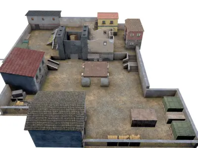 Old Town Low Poly Buildings and Game Assets Low-poly 3D model