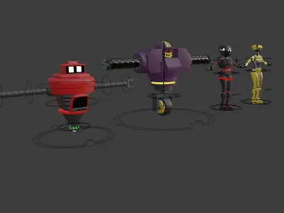 Four cartoon robots 3D model