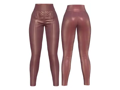 See Through Body Effect Sheer Top and Maroon Shiny Leather Pants Low-poly 3D model