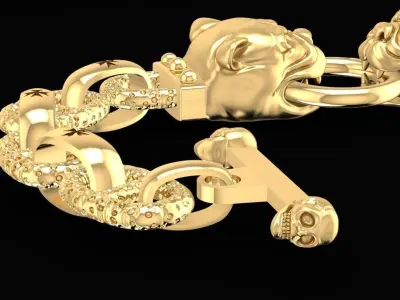 Men Pitbull Head Chain Bracelet 3D Model 1543 3D print model