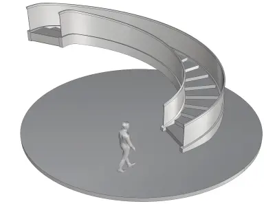 Spiral Stairs with Stringer Treads Railing and Handrail 3D model