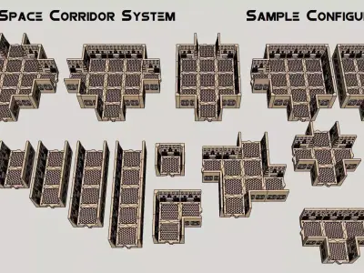 15mm Sci-Fi Corridor System - 22pcs 3D print model