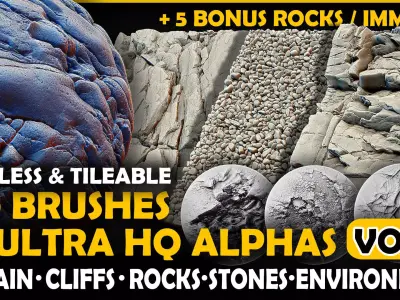 Ultra HQ Terrain Seamless Sculpt Zbrush brushes and Alphas Vol5 3D model