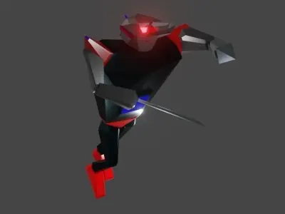 Robot Mecha rigged character model  Low-poly 3D model