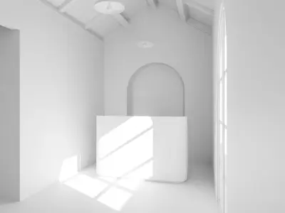 Room with wooden desk and window Low-poly 3D model