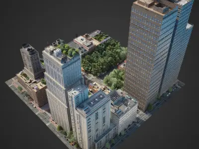 Realistic City District C2-A18 3D model