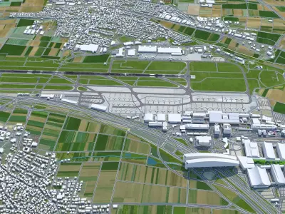 Stuttgart Airport 10km Low-poly 3D model