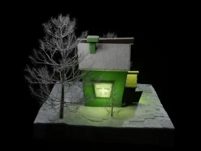 winter cottage house 3D model