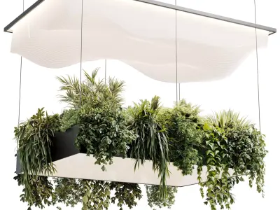 Rectangle pot light pendant - plant light hanging 25 3D model