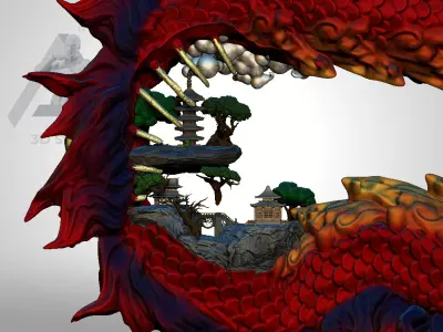 Chinese dragon with a lamp 3D print model