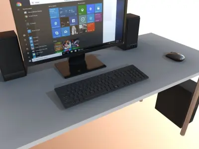 Personal office computer Low-poly 3D model