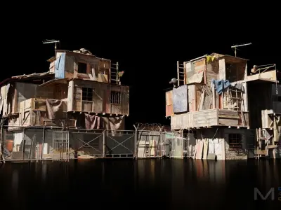 Abandoned Buildings Low-poly 3D model