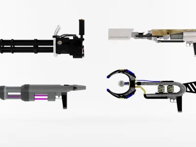 15 Futuristic Sci-Fi Guns Weapons Bundle 3D model