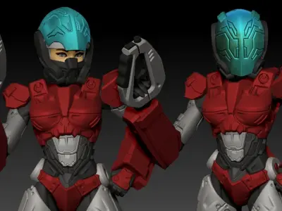 Scifi Lady Elite Soldier 100mm 3D print model