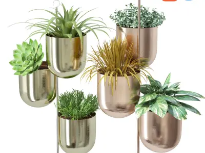Hanging metal plant vine pot lighting lamp partition divider 3D Model Pack