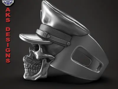 skull ring jewelry Army captain skull v1 3D print model
