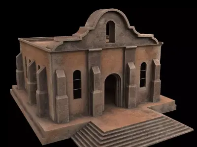 Church building with stairs and steps 3D model