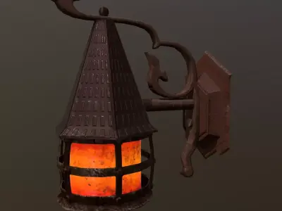 Low-poly street wall lamp Low-poly 3D model