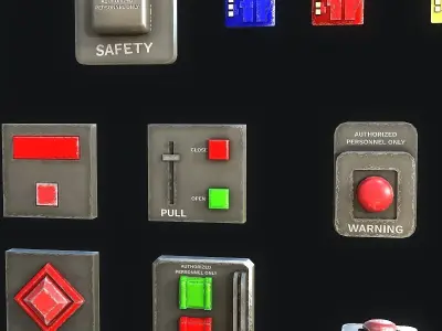 Sci-Fi Button Pack Low-poly 3D model