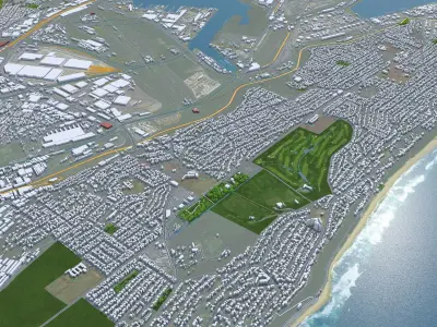Durban South Africa 30km Low-poly 3D model