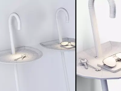Floor lamp with shelf 3D model