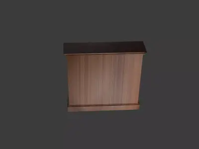 Wooden Cabinet with Doors Low-poly 3D model