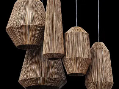 Lamp barrel big rattan n6 3D model