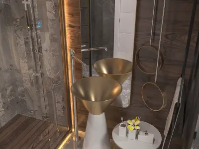 SHOWER SET  FULL SCENE 2 CORONA-VRAY Low-poly 3D model