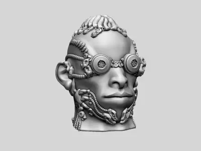 Robot human head Headphone Stand  Cyborg Headset Stand  3D print model