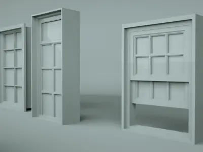 Windows doors and drawers Low-poly 3D model