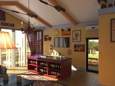 Fisherman house photoreal interior 3D model
