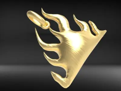 Fire Flame Charm Flamming Necklace Pendant Jewelry 3D print model