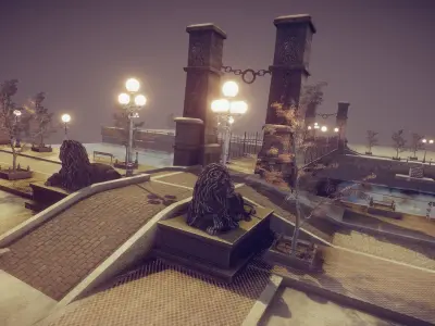 Lion Bridge Low-poly 3D model