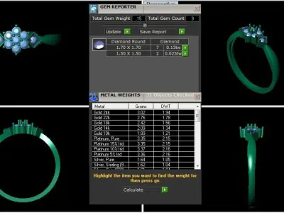 Solitaire Wedding Engagement Women Rings Cluster Band Ring 3D print model