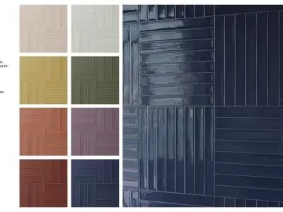 Elongated Subway Tile in Crosshatch Layout Texture